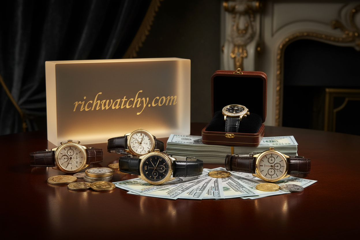 prabanga su laikrodziais ir pinigais, ir turi buti uzrasas richwatchy.com